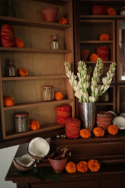 Floral detail and Photo-op — Welcome Lunch decor — Alila Diwa Goa